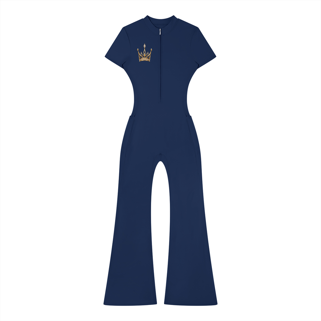 Women’s Tight Flared Leg Quarter-Zip Jumpsuit