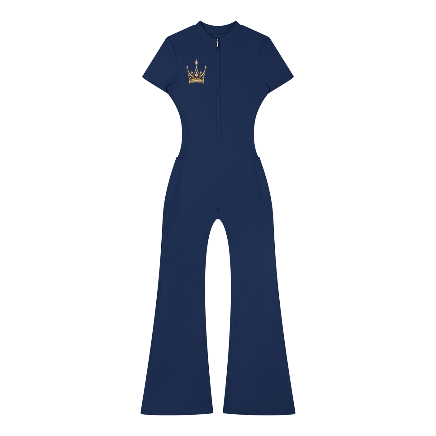 Women’s Tight Flared Leg Quarter-Zip Jumpsuit
