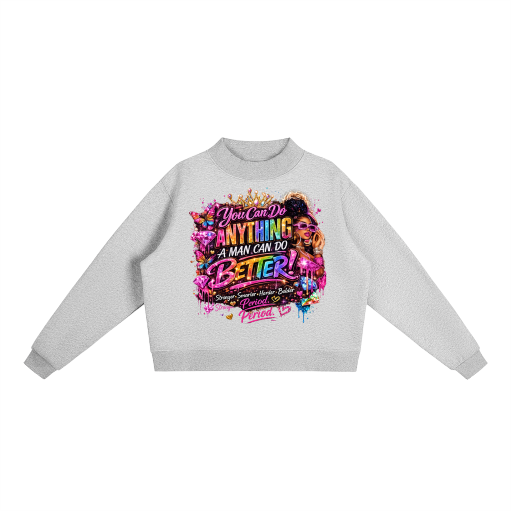 Essential Fleece Mock-Neck Crew Sweatshirt