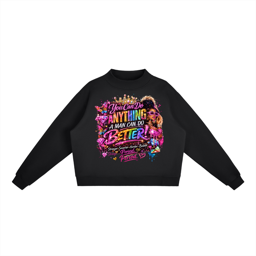 Essential Fleece Mock-Neck Crew Sweatshirt