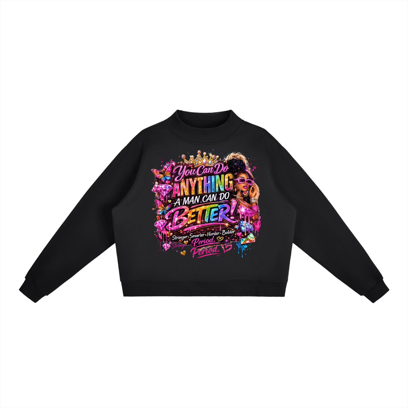 Essential Fleece Mock-Neck Crew Sweatshirt