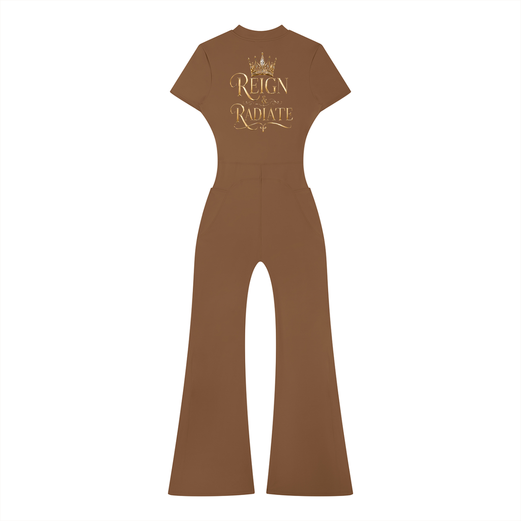 Women’s Tight Flared Leg Quarter-Zip Jumpsuit