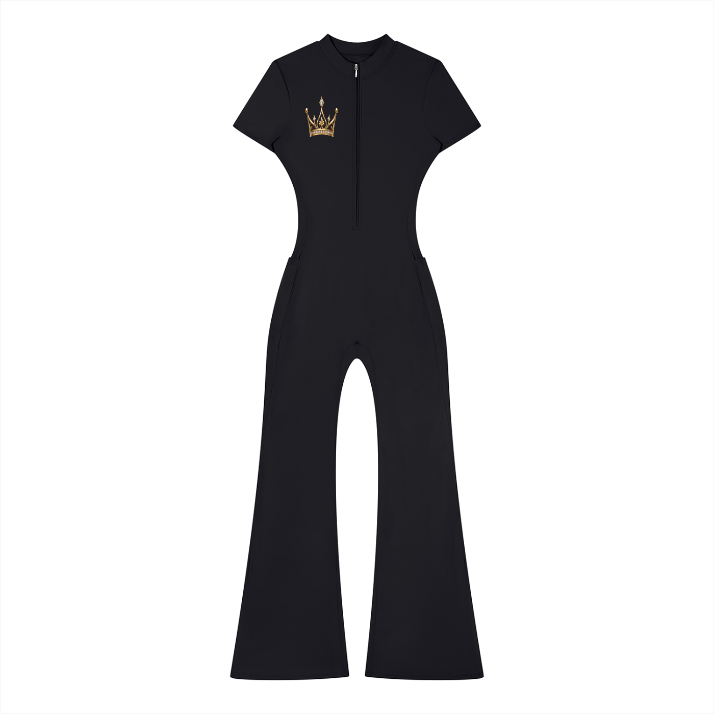Women’s Tight Flared Leg Quarter-Zip Jumpsuit