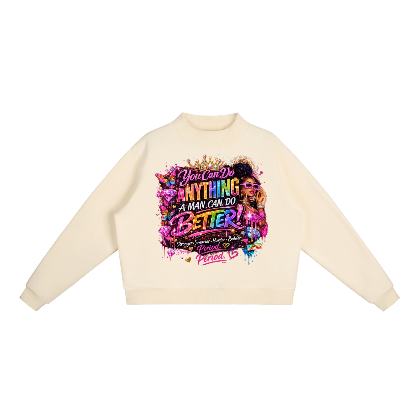 Essential Fleece Mock-Neck Crew Sweatshirt