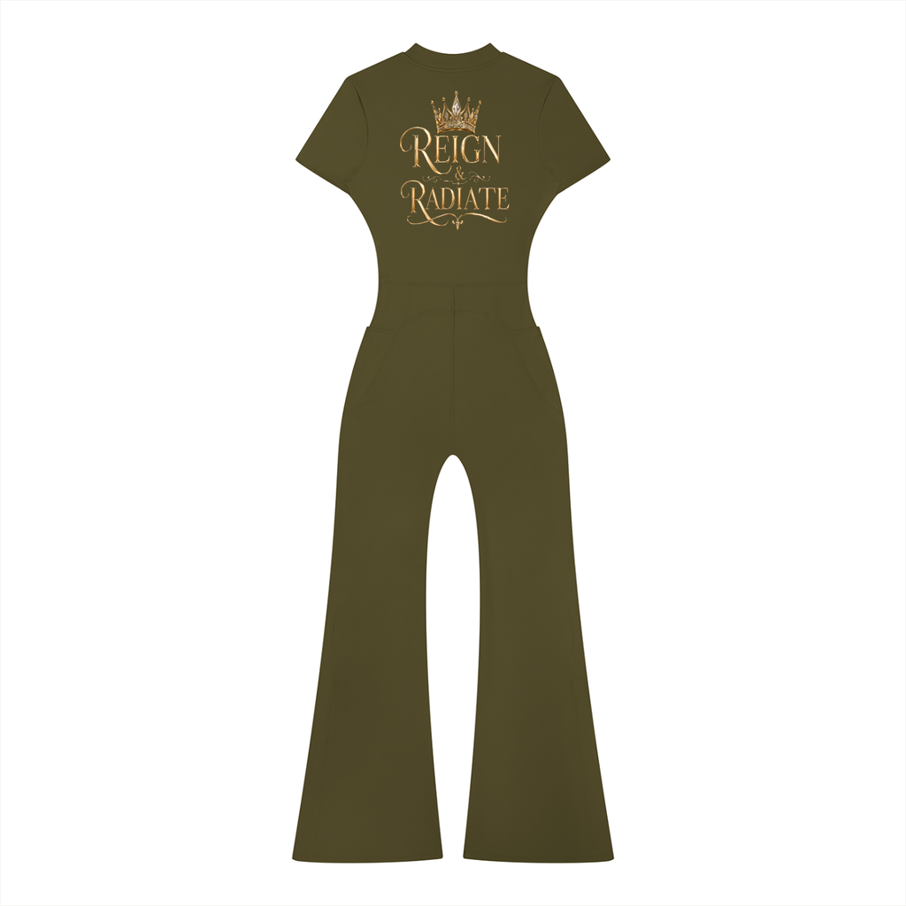 Women’s Tight Flared Leg Quarter-Zip Jumpsuit