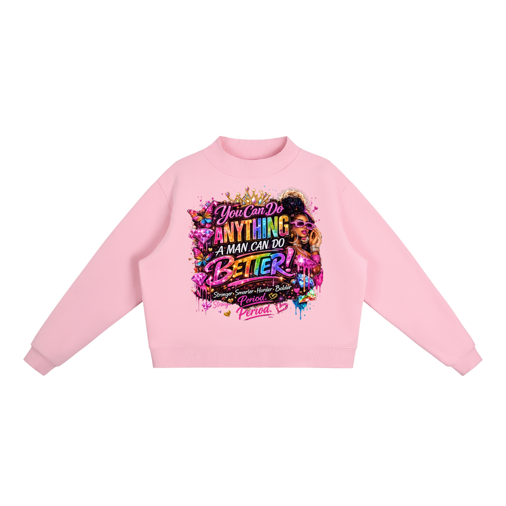 Essential Fleece Mock-Neck Crew Sweatshirt