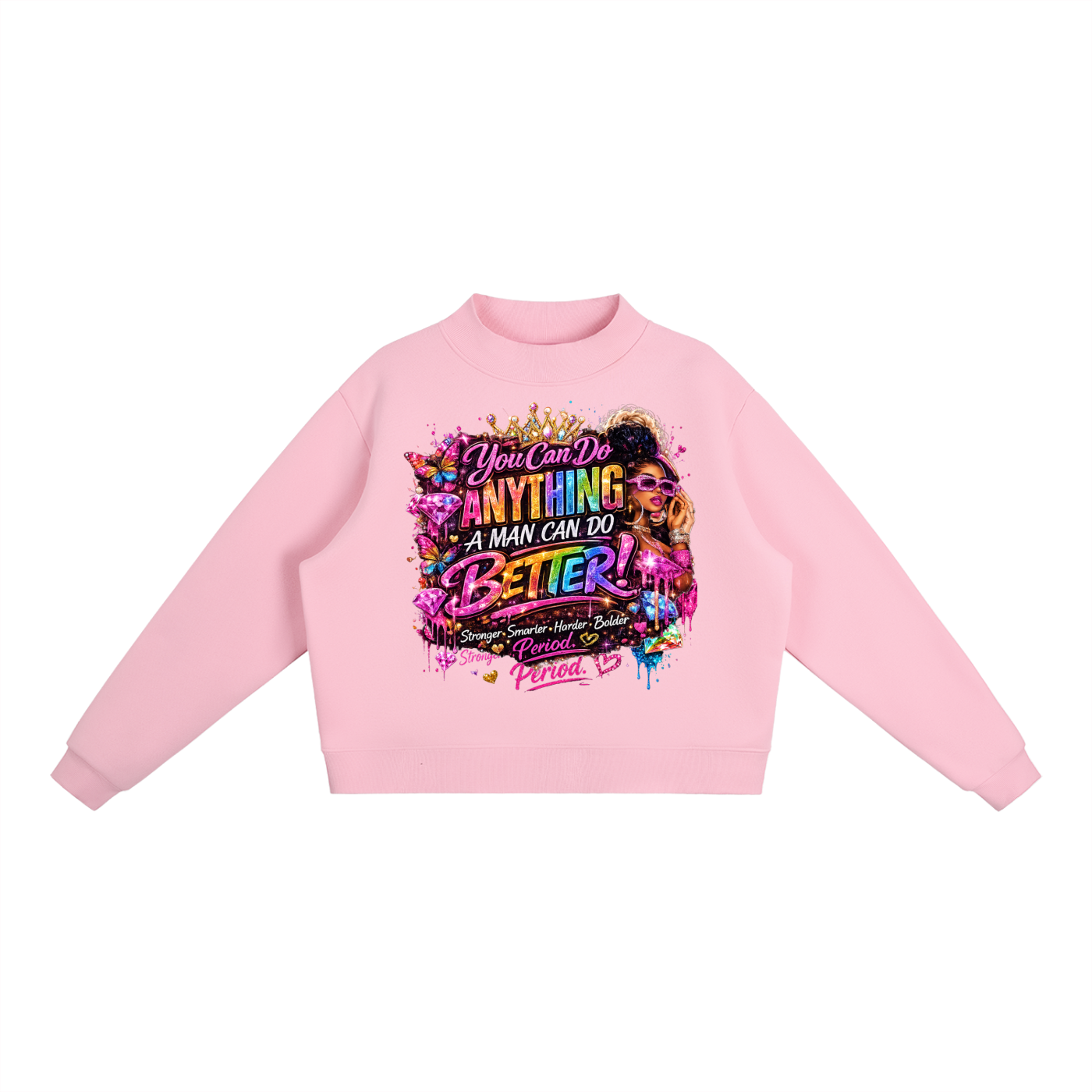 Essential Fleece Mock-Neck Crew Sweatshirt