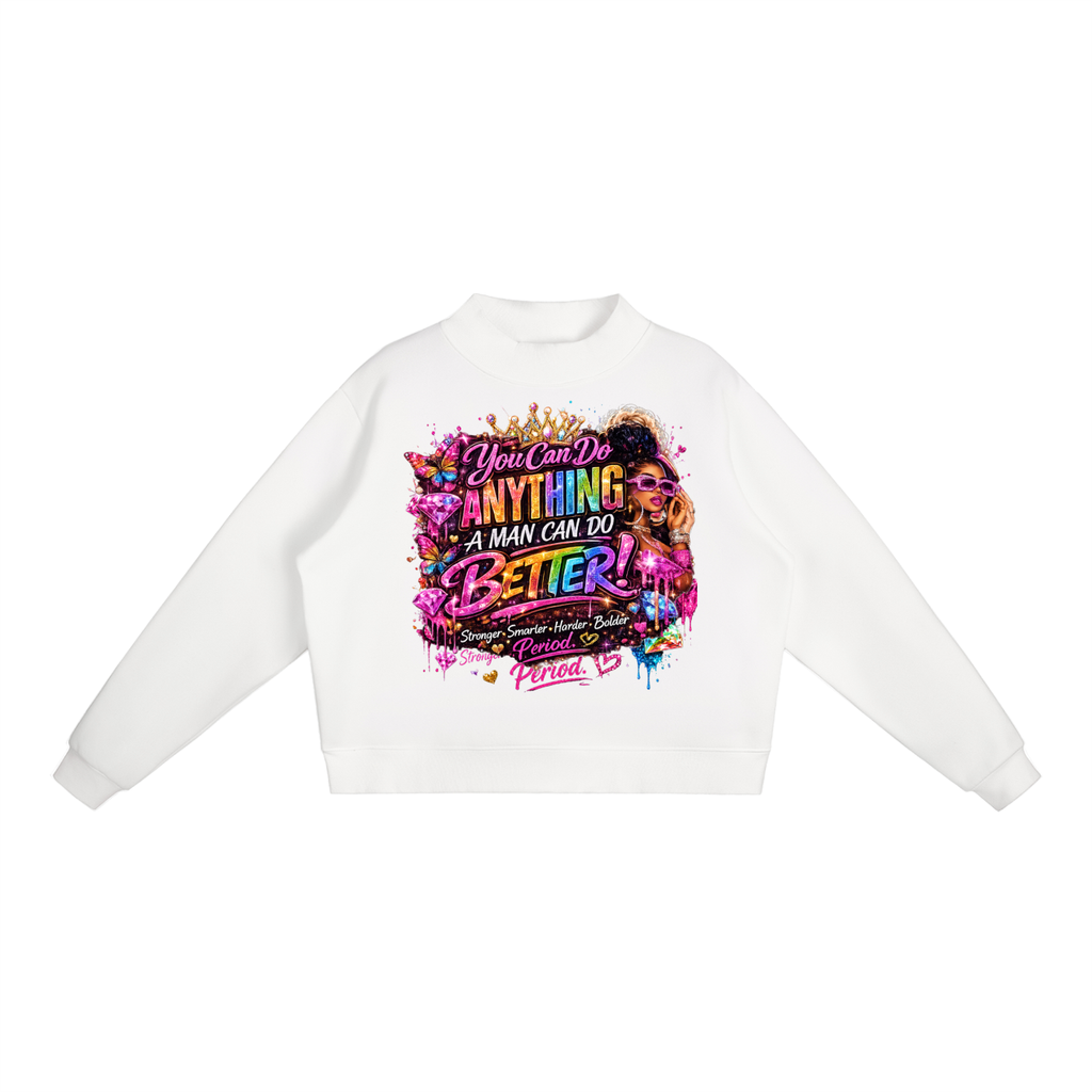 Essential Fleece Mock-Neck Crew Sweatshirt