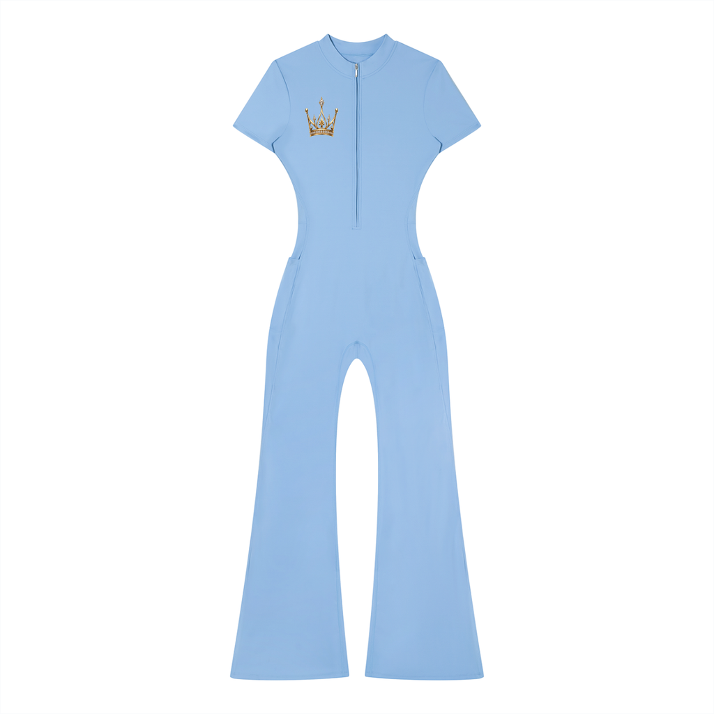 Women’s Tight Flared Leg Quarter-Zip Jumpsuit