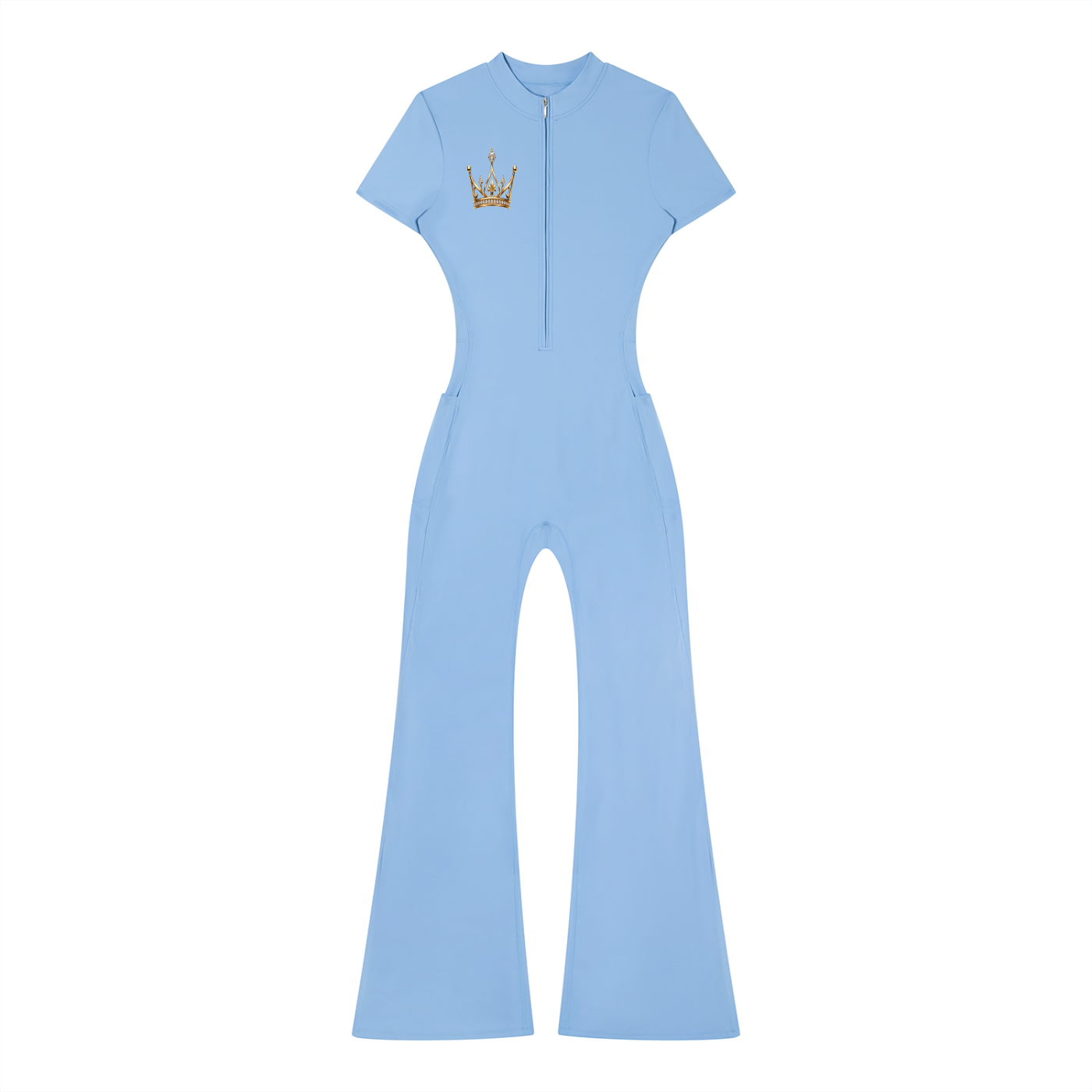 Women’s Tight Flared Leg Quarter-Zip Jumpsuit