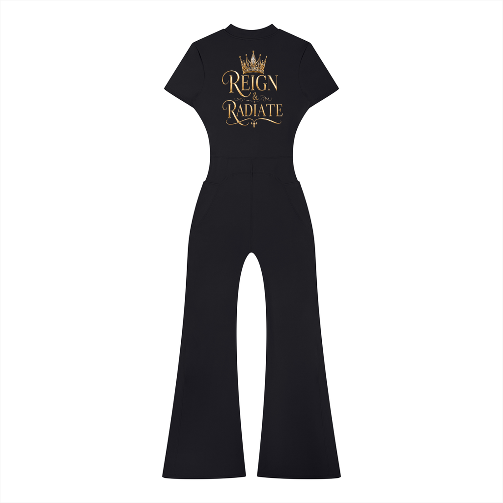 Women’s Tight Flared Leg Quarter-Zip Jumpsuit