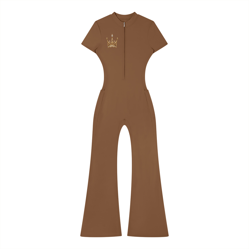Women’s Tight Flared Leg Quarter-Zip Jumpsuit