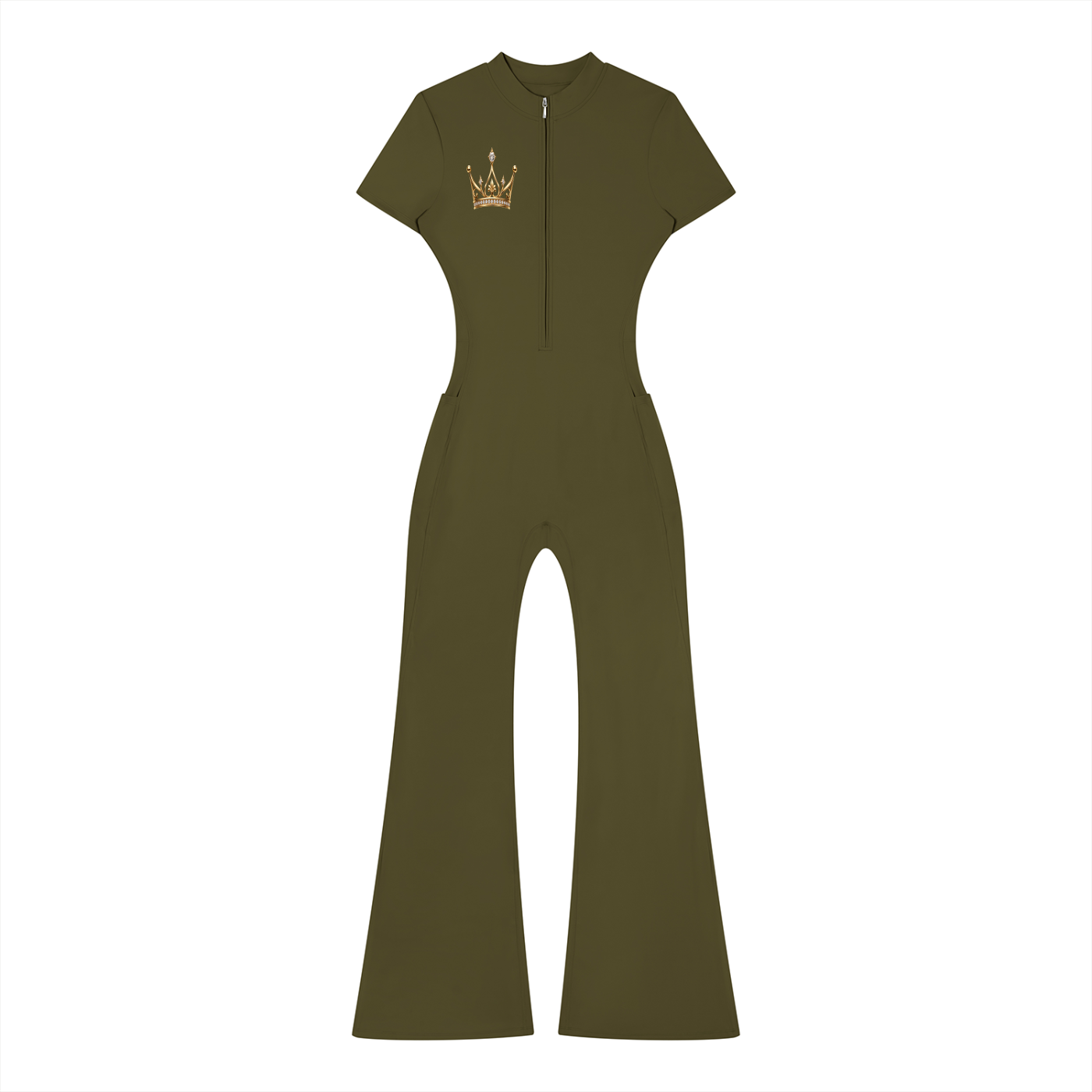 Women’s Tight Flared Leg Quarter-Zip Jumpsuit