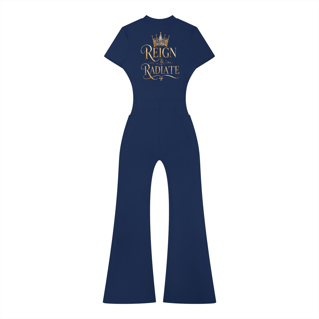 Women’s Tight Flared Leg Quarter-Zip Jumpsuit
